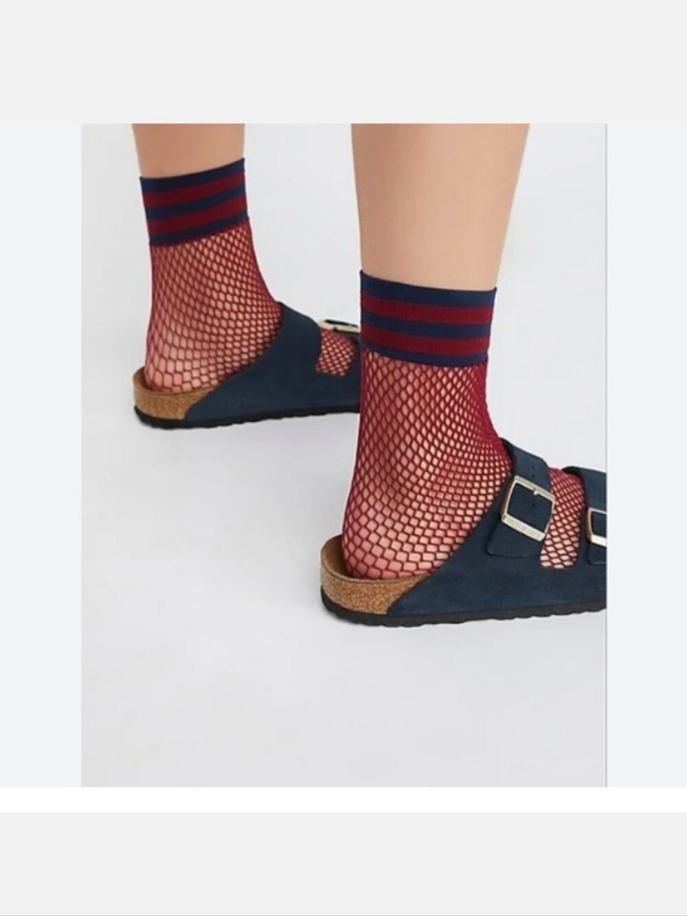 NWT: 2/$10 FREE PEOPLE; RIOT SPORT FISHNET ANKLE HOSIERY/SOCK, WINE COLO…